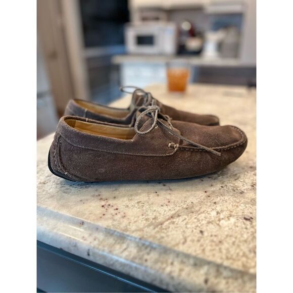 Clarks Brown Suede Lace Up Moccasin Sz 12 - Picture 1 of 6